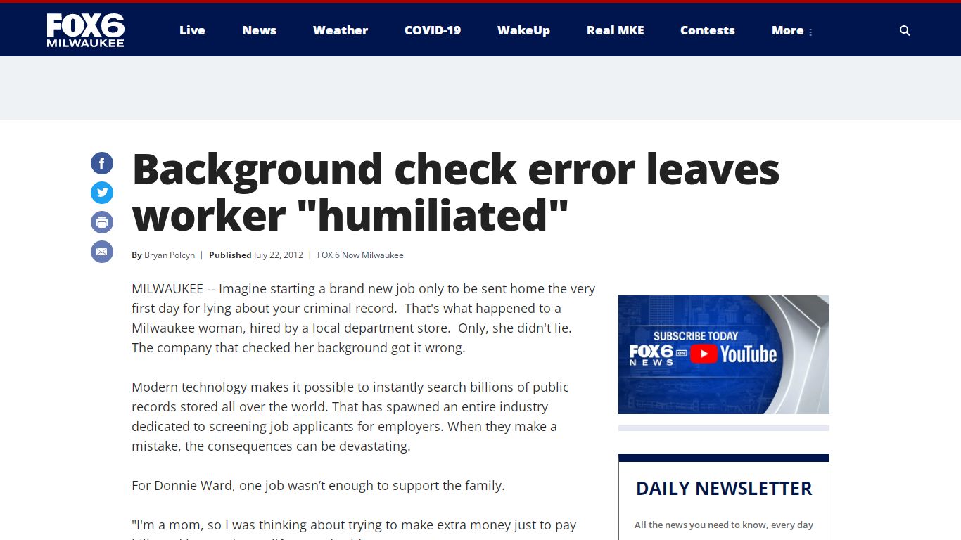 Background check error leaves worker "humiliated" - WITI